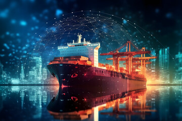 Obraz premium Container ship for business logistic import and export concept around the world. Global transportation