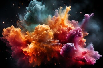 Create a stunning, high resolution image capturing the vibrant, cosmic beauty of a colorful galaxy, nebula, and supernova, evoking a sense of wonder and awe in the vastness of space. - 771619972