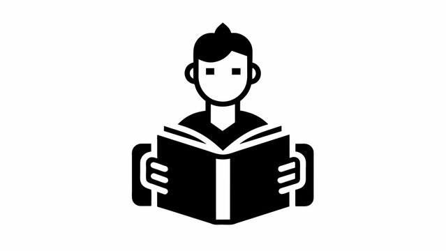 man reading book icon vector illustration