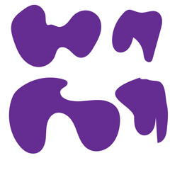 Blob shape organic set. Random black cube drops simple shapes. Collection forms for design and paint liquid black blotch shapes