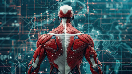 Fototapeta na wymiar Real-time muscle fatigue analysis, 3D sensors and data