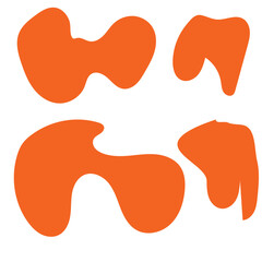 Blob shape organic set. Random black cube drops simple shapes. Collection forms for design and paint liquid black blotch shapes