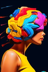 3D Anthropomorphic Pop Art Brain: A Visual Symphony of Neuroscience and Creativity