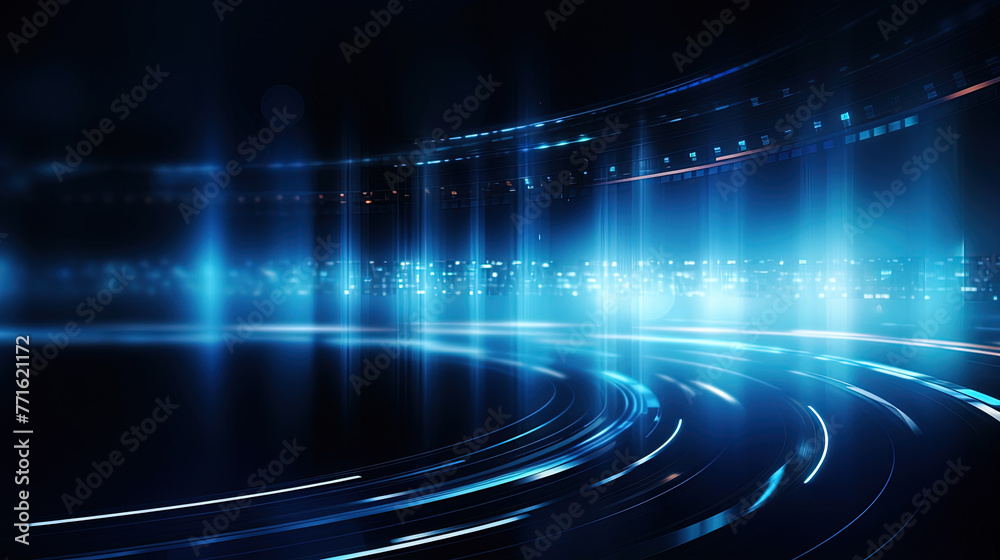 Poster vibrant abstract background with glowing neon lines and futuristic design.