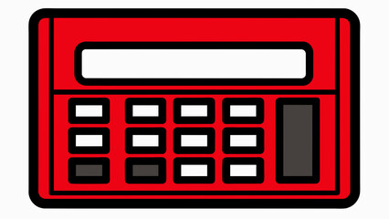 red calculator on white background