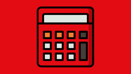 red calculator on white background