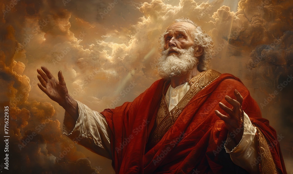 Wall mural patriarch abraham father of faith and covenant according to the bible, generative ai