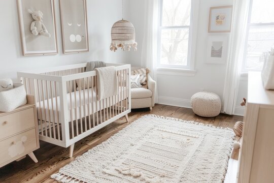 Modern Scandinavian style baby room color palette.