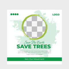 Square Web Banner Template Layout saving nature social media post