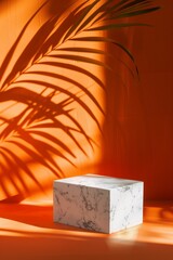 Warm Palm Shadows Cast on Sunlit Orange Surface