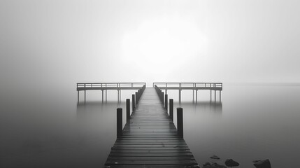 Monochrome Pier in Mist