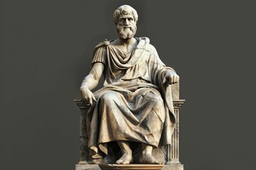 Antique Sculpture of Greek Philosopher Aristotle, Influential Figure in Ancient Philosophy - 3D Illustration - obrazy, fototapety, plakaty