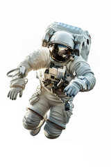 Astronaut with space suit and helmet floating with a white background. - 771629911