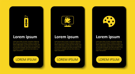 Set Palette, Paint spray and Stationery knife. Business infographic template. Vector