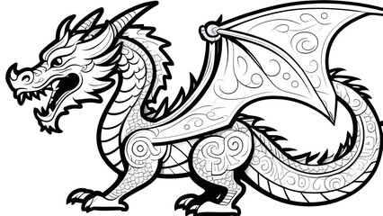 Naklejka premium 2024 year of the dragon, chinese new year. Happy Chinese New Year 2024, Dragon zodiac sign. logo. coloring book