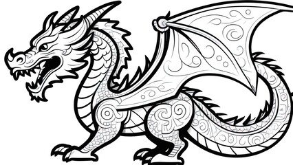 2024 year of the dragon, chinese new year. Happy Chinese New Year 2024, Dragon zodiac sign. logo. coloring book