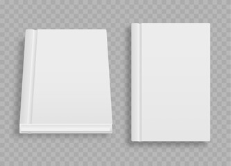 Blank magazine cover, book, booklet, brochure. Blank vertical book cover template with pages in front. Cover brochure mockup, white soft surface, catalog magazine tutorial. Vector illustration