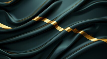 The background expresses luxury and elegance. It features smooth satin fabric decorated with elegant wavy gold bands. Suitable for luxury events formal occasion or creating a luxury brand