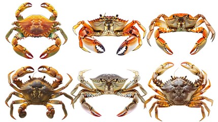 Crabs set collection. Isolated  background Generative AI