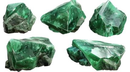 Poster emerald digital art collection featuring high-quality 3D gemstones isolated on a transparent background, perfect for luxurious jewelry designs and elegant decorative projects. © Spear