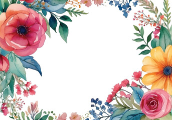watercolor flower decorative border background vector