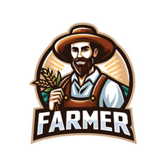 illustration of the profession logo of a successful farmer