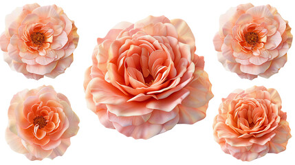 English Rose Collection: David Austin Rose Varieties in 3D Digital Art, Isolated on Transparent Backgrounds - Ideal for Floral Designs and Botanical Graphics