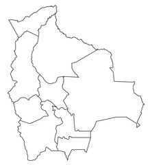 Outline of the map of Bolivia with regions