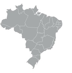 Fototapeta na wymiar Outline of the map of Brazil with regions