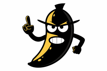 Banana doing an angry face with hand show middle finger vector illustration