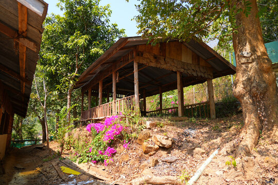 Homes of Kayan refugees in the Huay Pu Keng long-neck ethnic village in the Mae Hong Son province in the northwest of Thailand, close to the Burma border