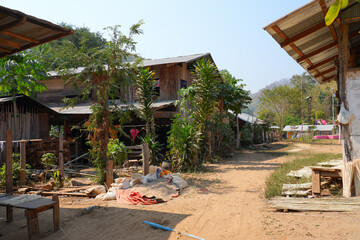 Homes of Kayan refugees in the Huay Pu Keng long-neck ethnic village in the Mae Hong Son province...