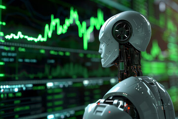 AI Robot Analyzing Financial Data Growth