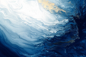 abstract concept of ocean waves captured in dynamic shades of blue with fluid lines and forms