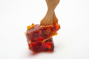 homemade caramelized sugar on a white background