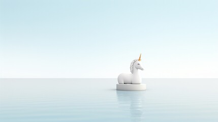 A 3D-rendered moment of a unicorn touching its horn to the surface of a lake causing it to glow with pure magic 3d