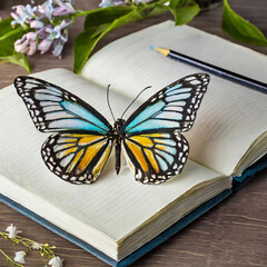 책에 앉아있는 나비