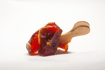 homemade caramelized sugar on a white background