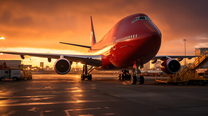 Naklejka premium Freight loading onto Boeing 747 cargo aircraft Melbourne Australia.