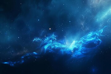 Blue nebula starry sky technology sci-fi background material, digital illustration