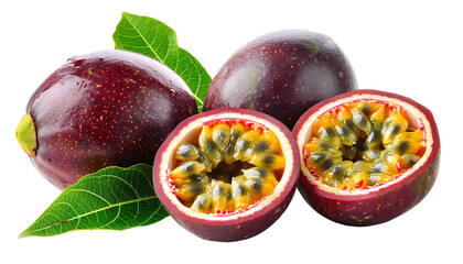 Fresh passion fruit on transparent background