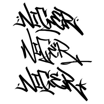 NIGER letter the country name on the world digital illustration graffiti handstyle signature symbol tags painting with black and white color