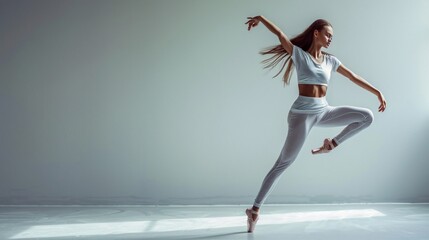 Woman doing ballet, studio photo