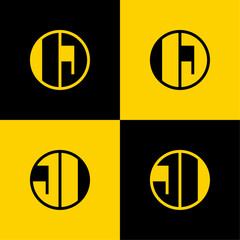 Simple IJ and JI Letters Circle Logo Set, suitable for business with IJ and JI initials