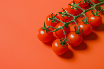 Tomatoes on a branch with a orange background