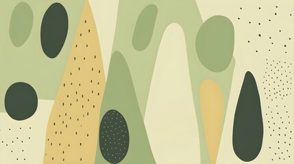Abstract Shapes and Textures in green Tones. Artistic Background