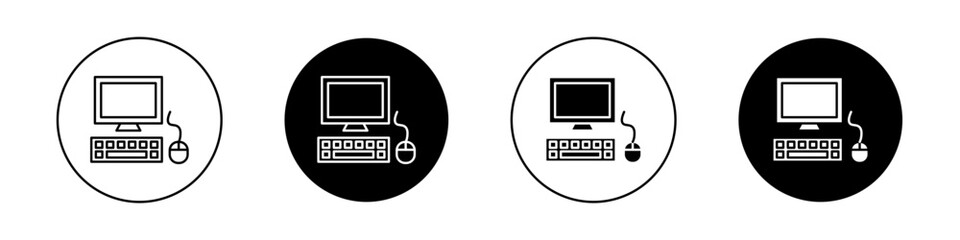 Computer icon set. pc monitor screen vector symbol. tablet desktop pictogram.