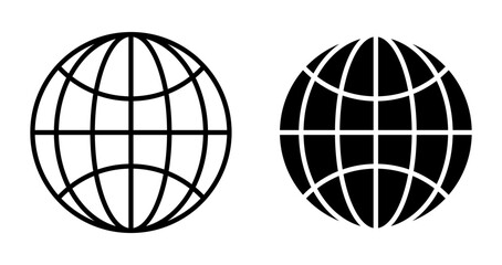 Globe icon set. earth planet vector sybol. website address sign. worldwide or universal sign. - obrazy, fototapety, plakaty