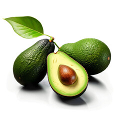 Avocado A ripe avocado, sliced in half to reveal its creamy flesh and distinctive seed,