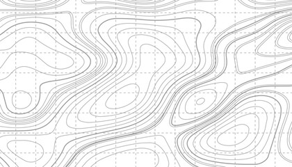 Background of the topographic map. Topographic map lines, contour background. geographic mountain relief. Retro topographic map.. Vector illustration. - obrazy, fototapety, plakaty